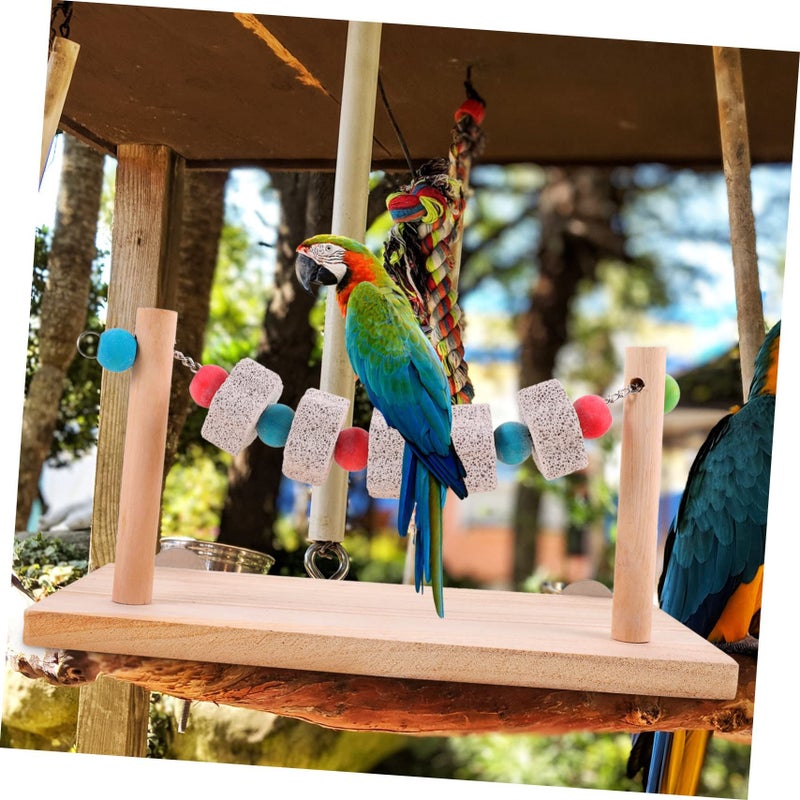 Natural Wooden Bird Perch Stand for Parrots Cage Toy Swing Accessory - Image 5