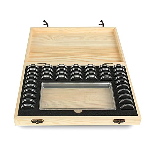 LODCZIOE 18-30mm Wooden Coin Capsules Holder, Coin Storage Box Lockable Cash Box, Coins Collector Case Holder Money Storage Case for 40 Coins and 100 Banknotes - Image 2