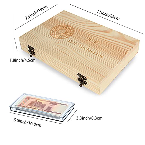 LODCZIOE 18-30mm Wooden Coin Capsules Holder, Coin Storage Box Lockable Cash Box, Coins Collector Case Holder Money Storage Case for 40 Coins and 100 Banknotes - Image 5