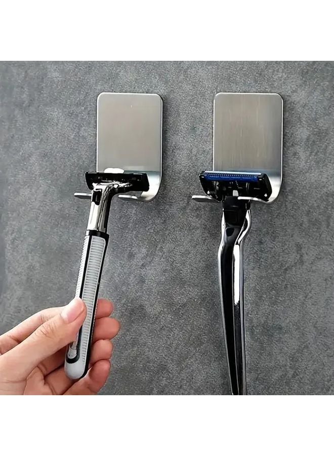 4 Pieces No Drill Shaving Razor Holder Wall Hooks For Bathroom Storage - Image 3