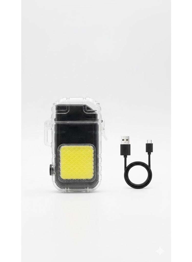 كشاف LED قابل لإعادة الشحن بثلاثة أوضاع إضاءة، ولاعة سجائر مدمجة، مصباح محمول متعدد الوظائف. - Image 1