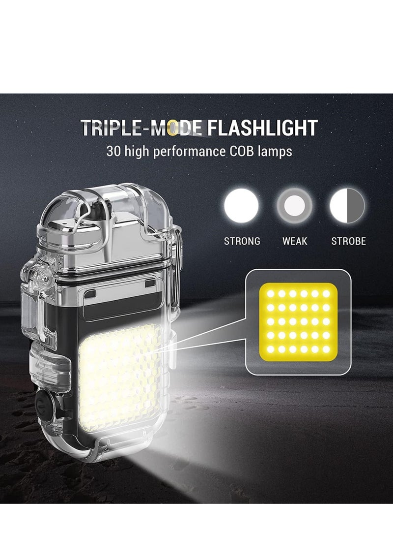 كشاف LED قابل لإعادة الشحن بثلاثة أوضاع إضاءة، ولاعة سجائر مدمجة، مصباح محمول متعدد الوظائف. - Image 2