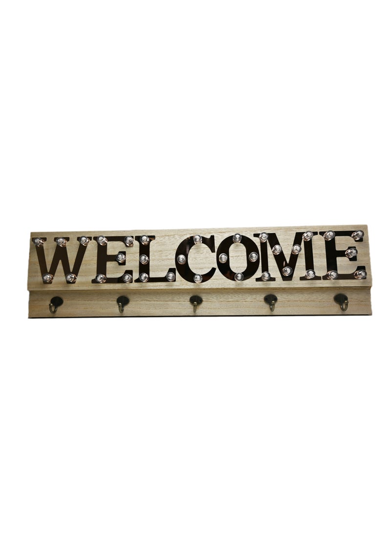 Generic - Welcome Coat Hanger With Led Light/Welcome Wooden Light Board For Hallway, Entrance/ Welcome Board For Office, Home, Hotel, Café/Welcome Home Decorations - Image 1