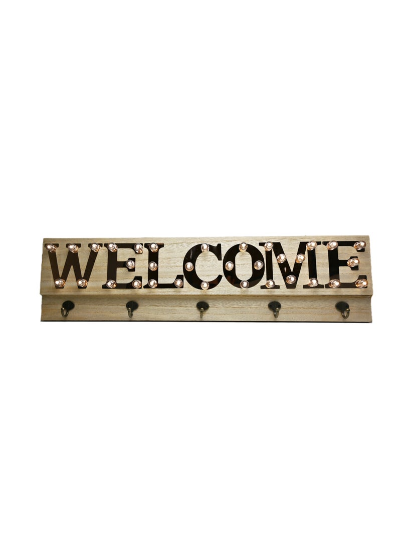 Generic - Welcome Coat Hanger With Led Light/Welcome Wooden Light Board For Hallway, Entrance/ Welcome Board For Office, Home, Hotel, Café/Welcome Home Decorations - Image 1