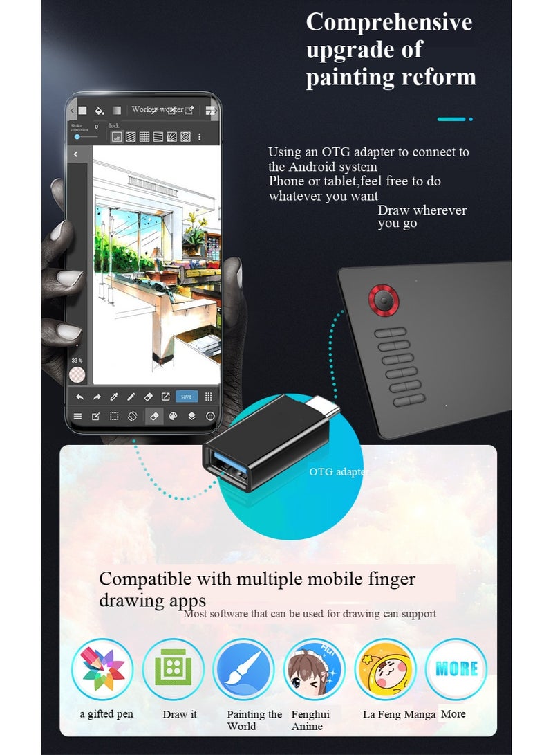 Veikk لوحة رسم جرافيكية A15 برو مع قلم خالي من البطارية بحساسية 8192 و 12 مفتاح ساخن وقرص وظيفي 10x6 بوصة 250RPS 5080LPI متوافقة مع لابتوب PC مع أنظمة تشغيل ويندوز وماك وأندرويد للرسم والتصميم والتدريس عبر الإنترنت وخلق الفن (رمادي) - Image 4