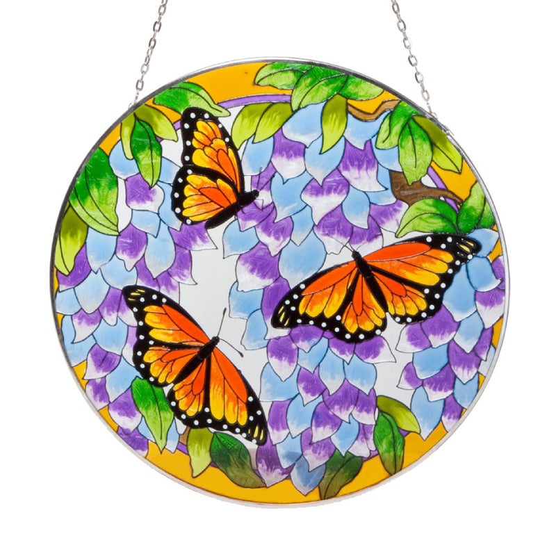 Bits and Pieces Bits and Pieces  Artistic Butterfly Suncatcher  Stained Glass Window Hanging  HandPainted Monarch Butterfly Suncatcher  Home Garden Decor  9 