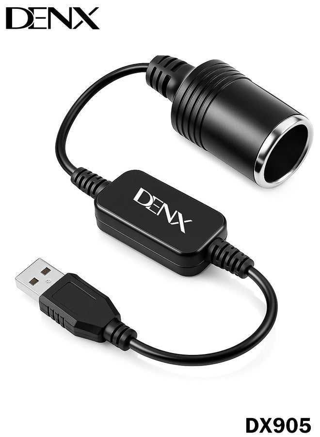 دينكس محول USB إلى مقبس ولاعة السجائر في السيارة (كابل تحويل من 5 فولت إلى 12 فولت) - محول شاحن سيارة أنثى - محول طاقة محمول لإكسسوارات السيارات DX905 - Image 1