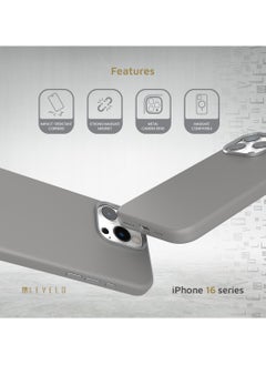 LEVELO Iris Magsafe Liquid Silicone Case For iPhone 16 Pro / Hybrid Construction / Impact Resistant Corners- Grey  - Image 2