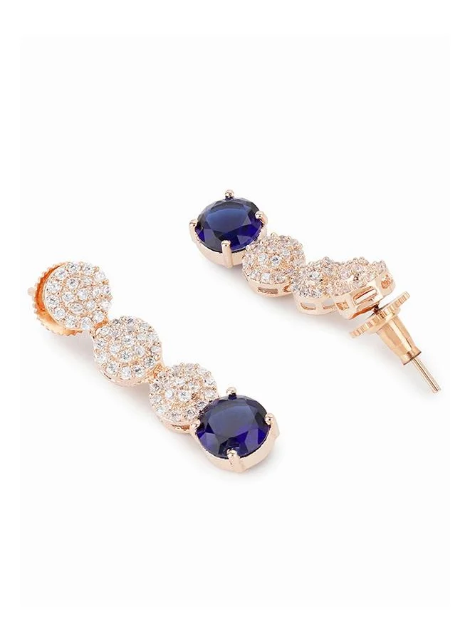 فويلا Dark Blue Stones Rose Gold Necklace Set