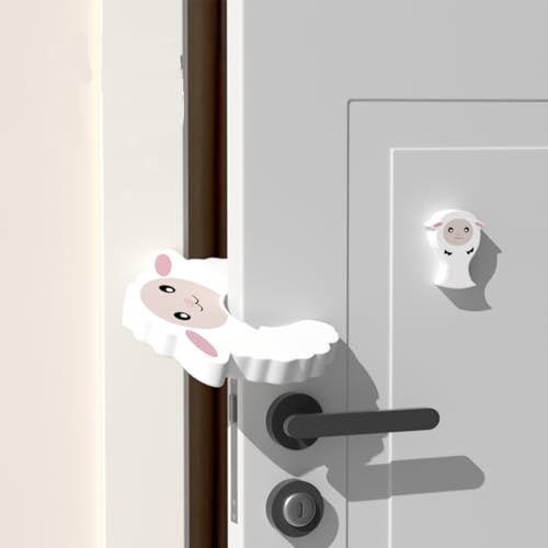 Mockery Children's Anti-Pinch Door Card, Baby's Anti-Pinch Hand Door Gap Protection Strip, Baby Door Clip, Door Stop, Door Stop, Silent Door Stop Pad (1pcs, Lamb-White) - Image 1