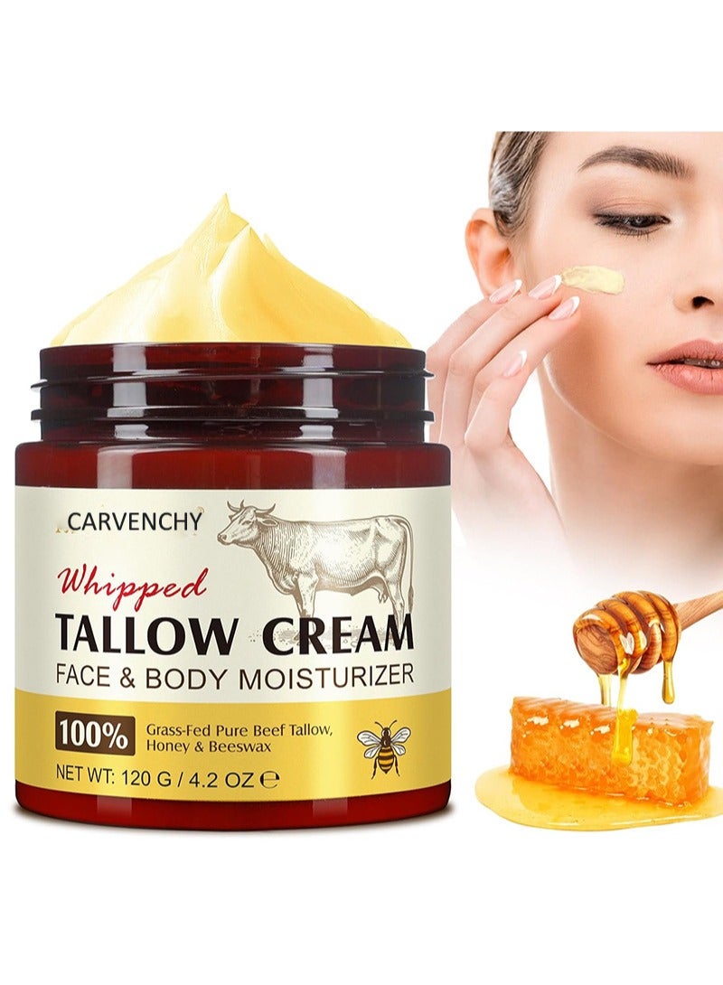 CARVENCHY Beef Tallow Skin Cream,Whipped Tallow and Honey Natural Facial Moisturizer,Organic Beef Tallow Moisturizer,Deep Moisturizing Face and Body Skin Care  - Image 1