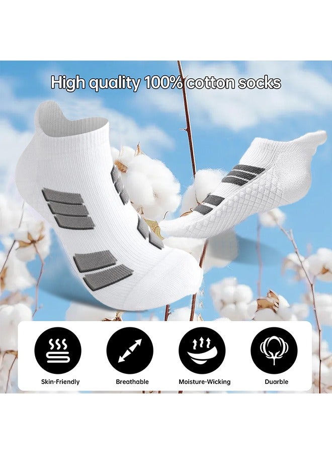 Joybos 4 Pairs Men's 100% cotton Athletic Ankle Socks for Men,Comfortable Fit Low Top Sports Socks  Moisture Wicking,Odor Proof，Low Cut，breathable, Lightweight and Comfortable for Spring, Summer, and Fall（2 black+2 white）  - Image 2