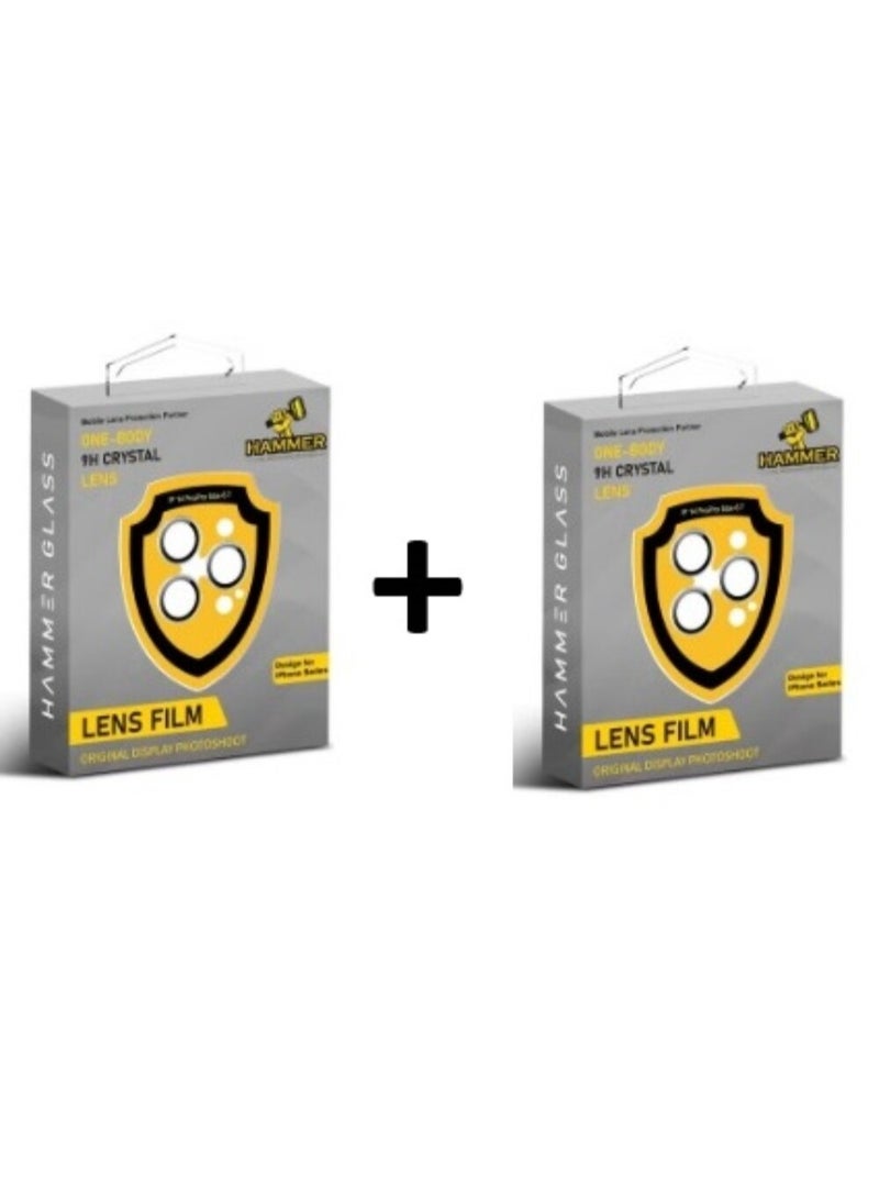 Hammer Glass Camera Lens Protector with Ring for iPhone 15 Pro Max / 14 Pro Max / 14 Pro Clear Suitable for All Colors - Image 1