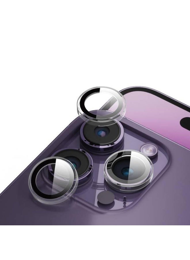 Hammer Glass Camera Lens Protector with Ring for iPhone 15 Pro Max / 14 Pro Max / 14 Pro Clear Suitable for All Colors - Image 3