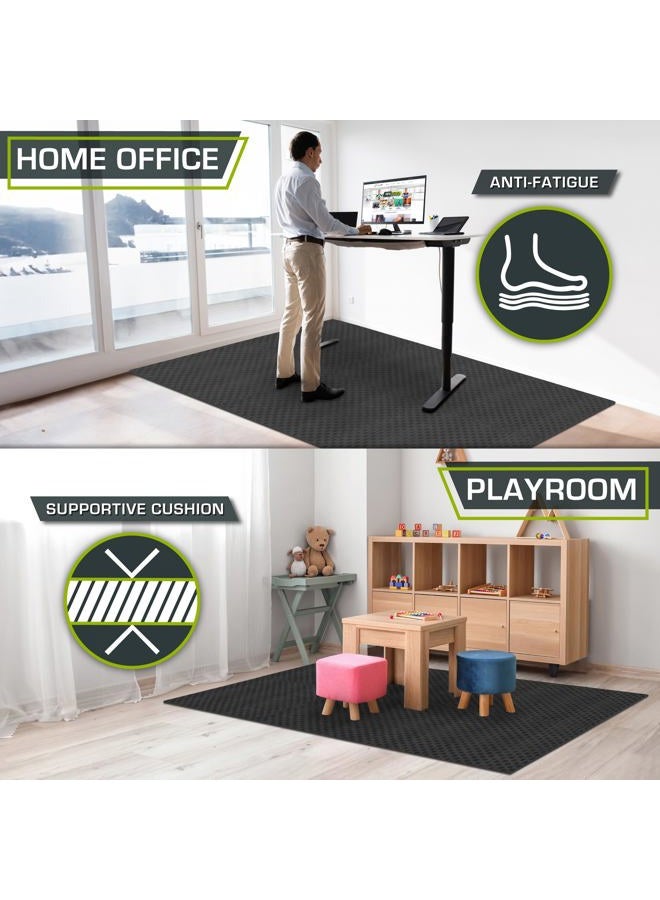 ProSourceFit Exercise Puzzle Mat ½-in, Checkered EVA Foam Floor Tiles w/Non-Slip Texture, Gym Mat w/Interlocking Foam Tiles for Adjustable Surface, Shock Absorbing, Waterproof Gym Flooring, Black - Image 3