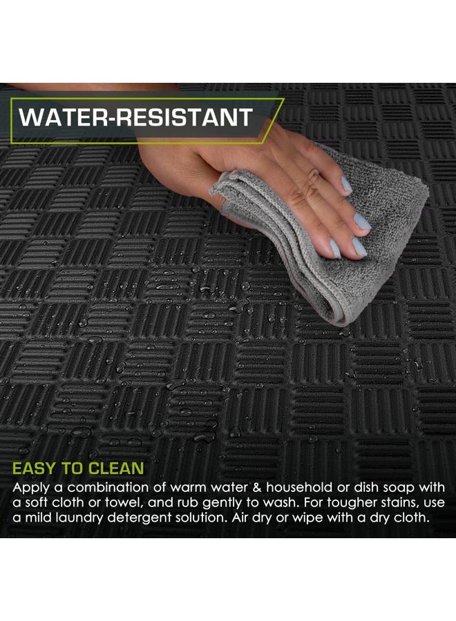 ProSourceFit Exercise Puzzle Mat ½-in, Checkered EVA Foam Floor Tiles w/Non-Slip Texture, Gym Mat w/Interlocking Foam Tiles for Adjustable Surface, Shock Absorbing, Waterproof Gym Flooring, Black - Image 5