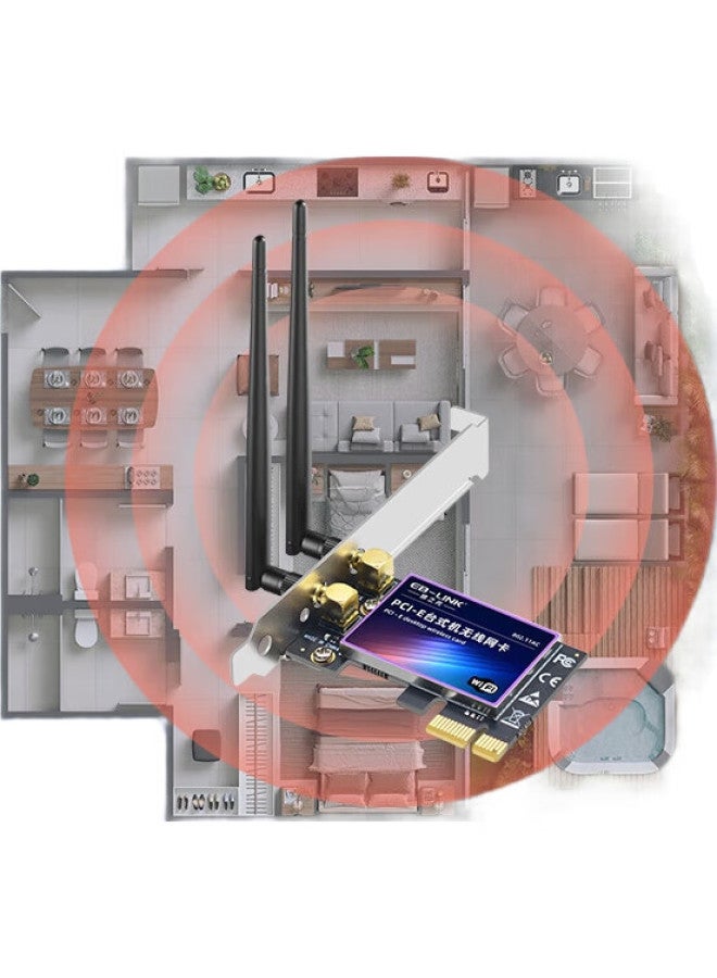 Eb-Link Intel 7265 Chip Pci-E Wireless Network Card, 1200M Desktop Computer Built-In Wifi 5 Dual-Band Gigabit Network Card, Pcie Gaming Desktop Network Card - Image 3