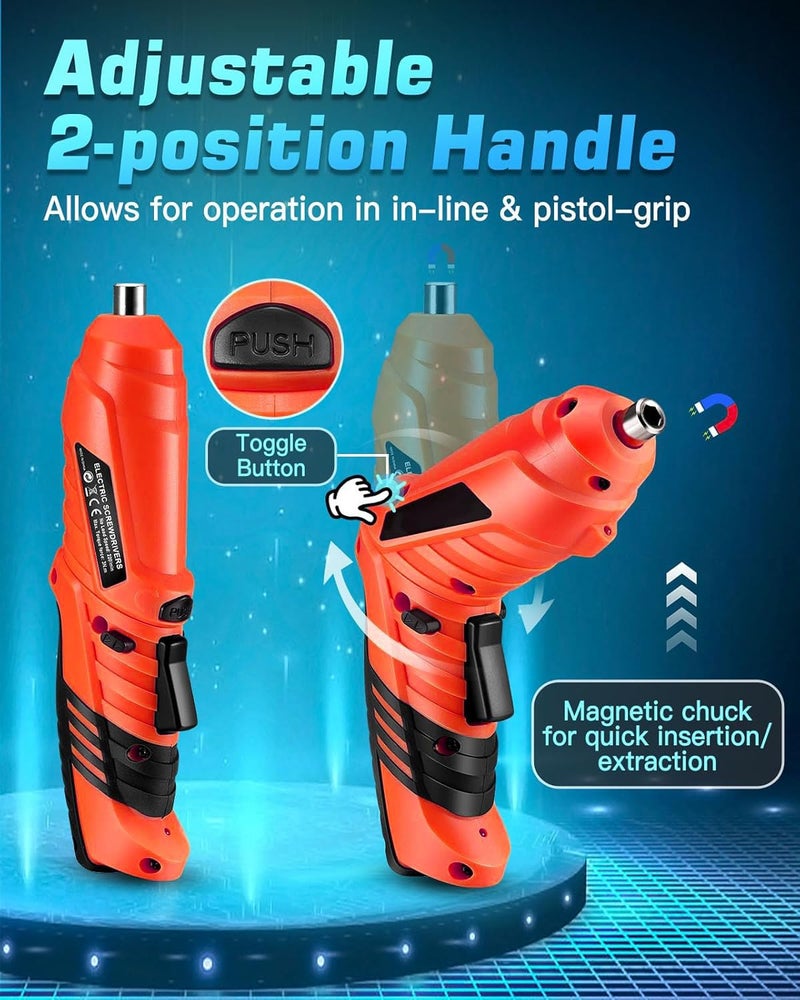 MECRAAF® Cordless Screwdriver | 42 Pieces Electric Screwdriver Set | 1800mAh 4.2V Rechargeable Battery | Drill Bits | ‎Rotatable with USB Charger Built-in LED Lights Suitable for Home & Office - Image 2