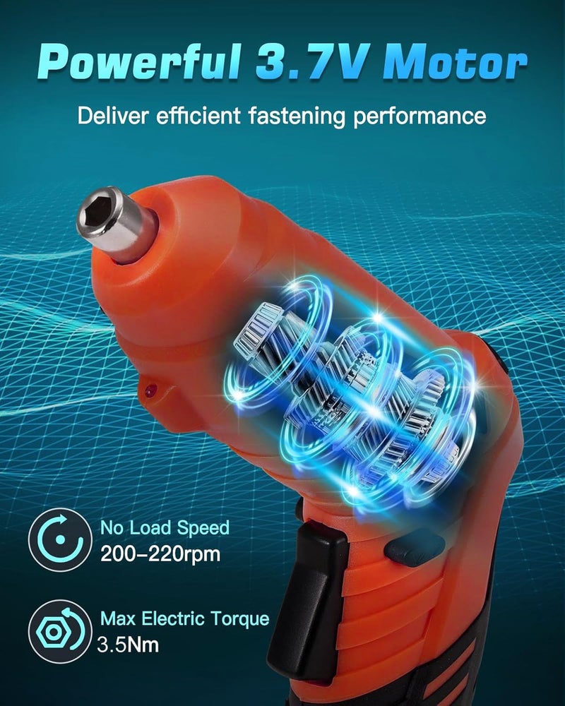 MECRAAF® Cordless Screwdriver | 42 Pieces Electric Screwdriver Set | 1800mAh 4.2V Rechargeable Battery | Drill Bits | ‎Rotatable with USB Charger Built-in LED Lights Suitable for Home & Office - Image 5