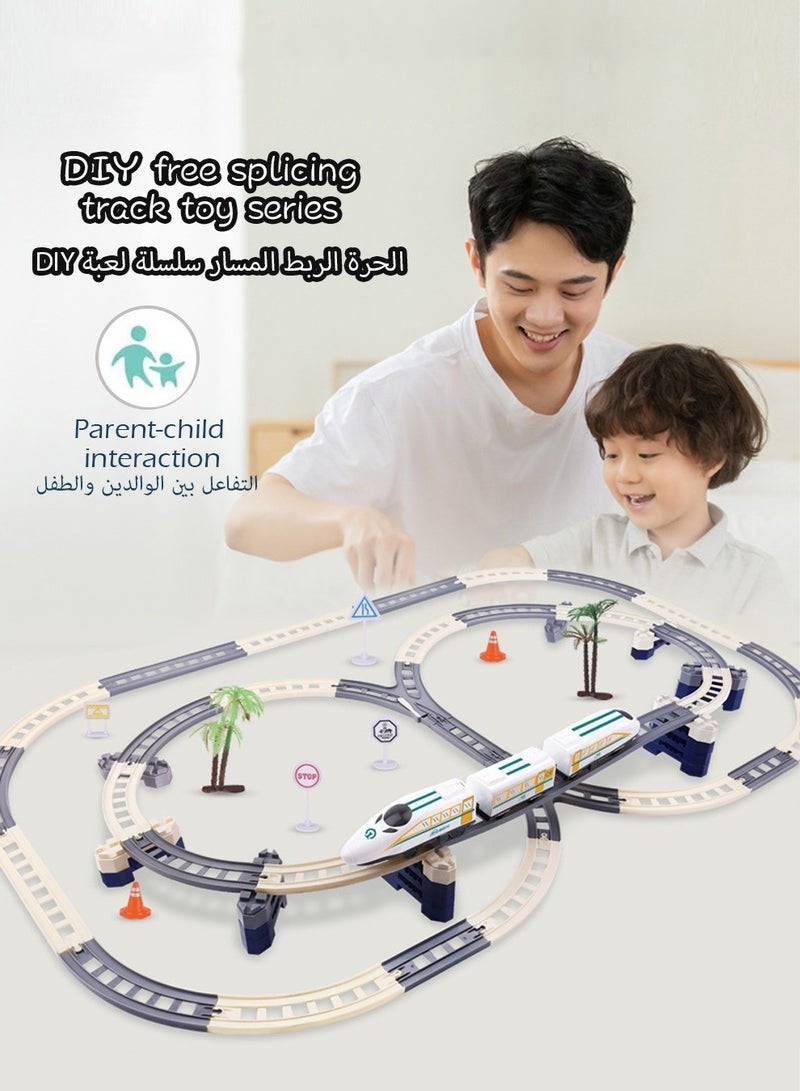 DURKU High Speed Train Set, Simulation Electric Train Toy Set, Double Layer Simulation Track, Locomotive, Carriage, Road Sign, Tree, Electric Assembly Toy - Image 2