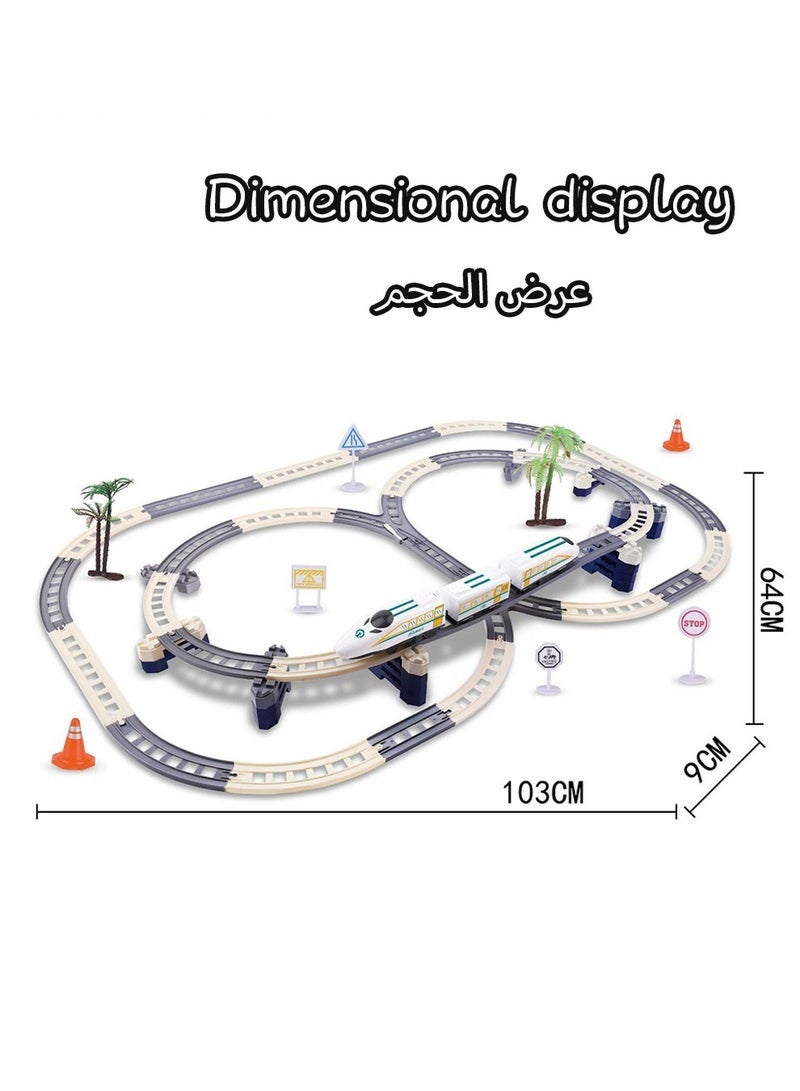DURKU High Speed Train Set, Simulation Electric Train Toy Set, Double Layer Simulation Track, Locomotive, Carriage, Road Sign, Tree, Electric Assembly Toy - Image 5