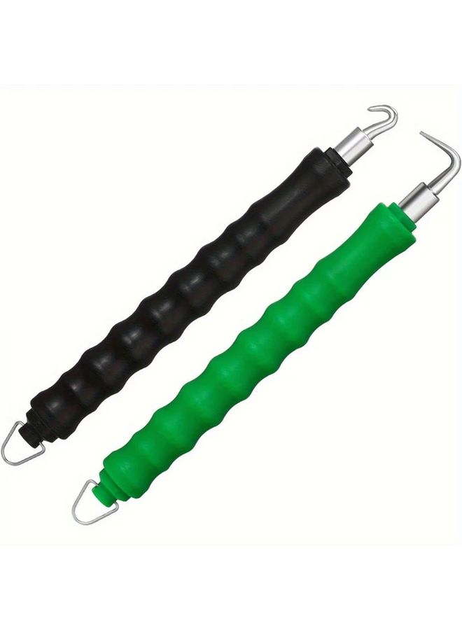 2 Pack Semi Automatic Rebar Tying Hook Tool Set Straight Pull Wire Twister With Black And Green Non Slip Handle Heavy Duty Concrete Reinforcement And Fence Work Specialized Cable Tie Heavy Duty Cable Stripper Insulation Stripper - Image 3