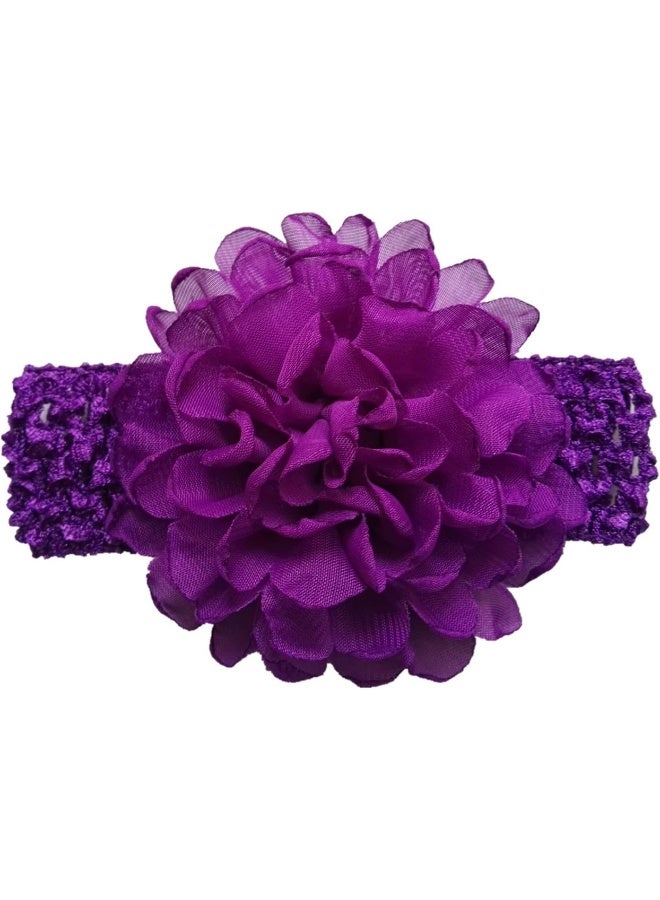 Qandsweet QandSweet Baby Girl's Headbands with Chiffon Lotus Flower Soft Nylon Headwraps for Take Pictures - Image 5