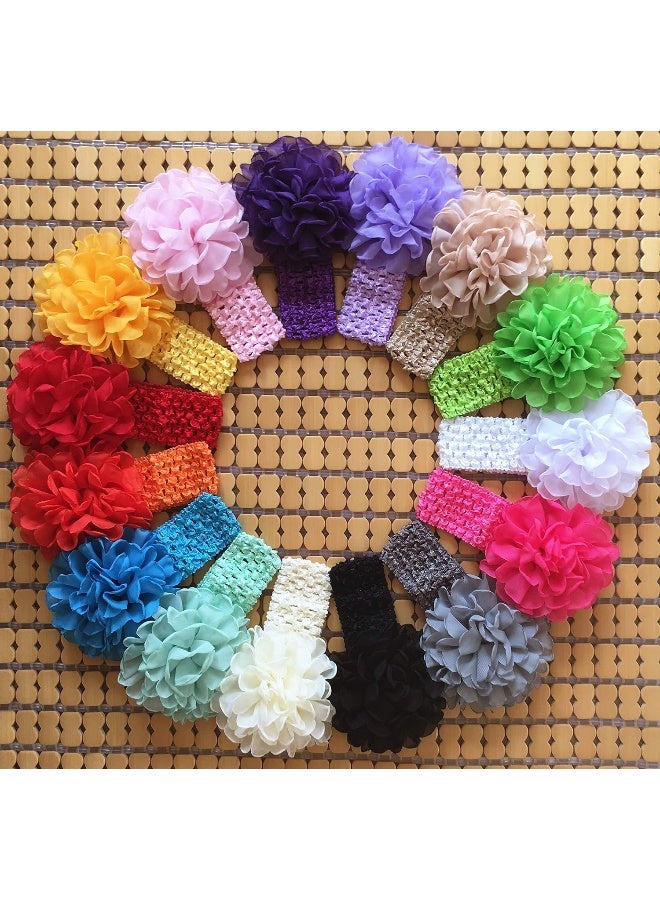 Qandsweet QandSweet Baby Girl's Headbands with Chiffon Lotus Flower Soft Nylon Headwraps for Take Pictures - Image 2