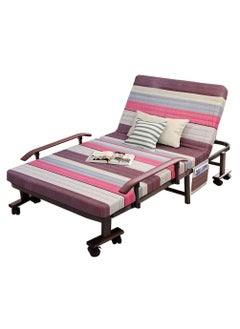 Folding Bed Portable Single Folding Bed Rollaway Bed With Wheels Office Adult Foldable Siesta Chair With Adjustable Backrest Multifunctional Hospital Escort Bed Glamour Stripes