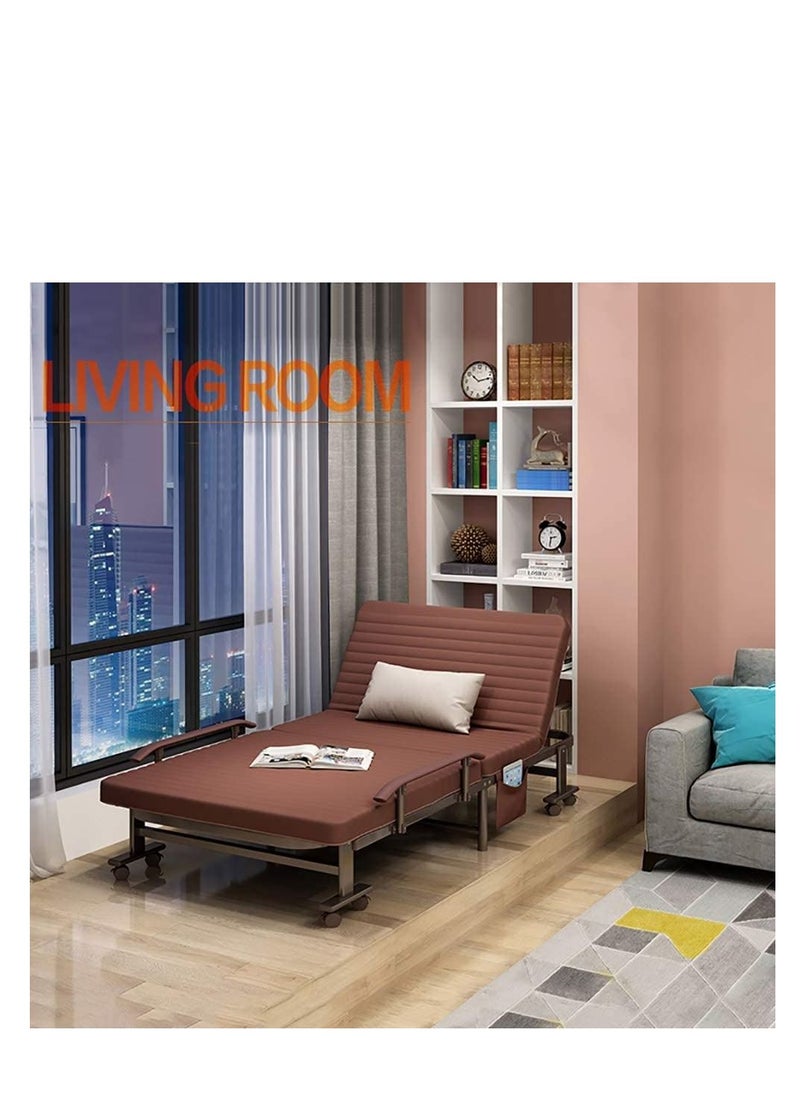 Generic - Folding Bed Portable Single Folding Bed Rollaway Bed With Wheels Office Adult Foldable Siesta Chair With Adjustable Backrest Multifunctional Hospital Escort Bed Glamour Stripes - Image 1