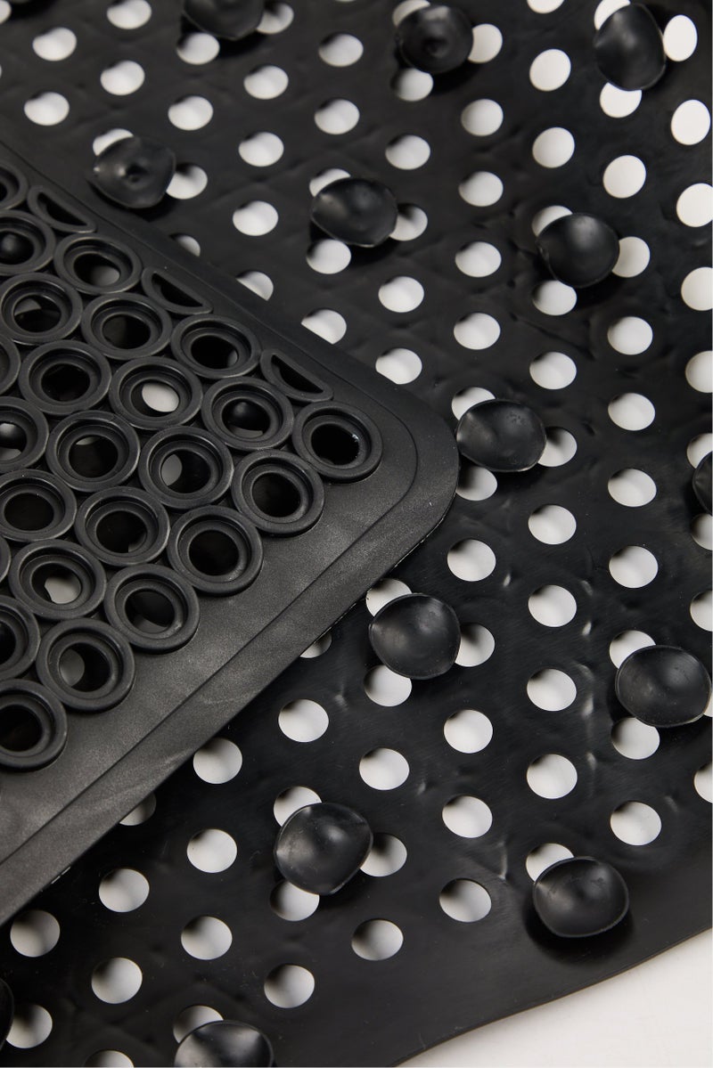 Bath Bliss Textured Self Draining Bath Mat, Black  - Image 3