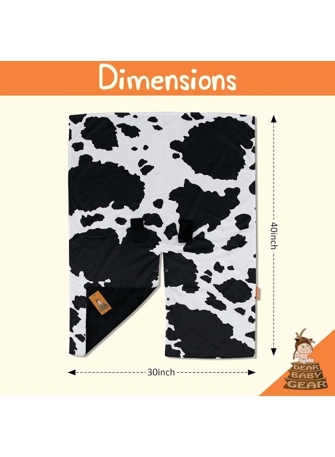 Dear Baby Gear Black and White Holstein Cow Baby Car Seat Canopy with Snap Button Opening â€” Double Layered Lightweight Cover Keeps Babies Cozy and Sheltered from The Sun â€” 40 x 30 Inches - Image 4