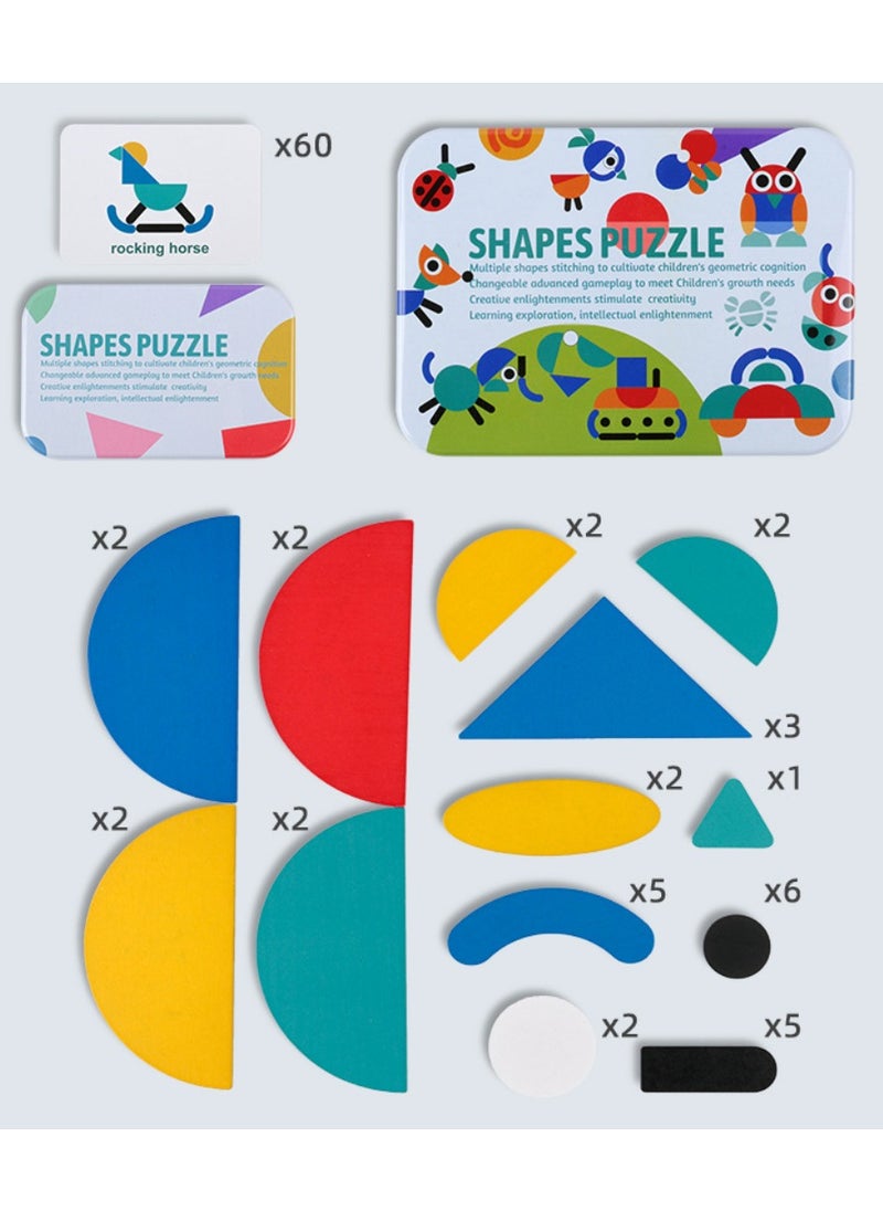 Beauenty - Iron box Montessori fun shape jigsaw puzzle baby early education toy children jigsaw puzzle girl boy - Image 1