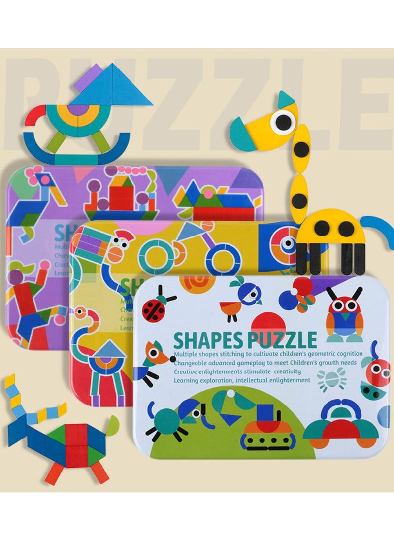 Beauenty - Iron box Montessori fun shape jigsaw puzzle baby early education toy children jigsaw puzzle girl boy - Image 1