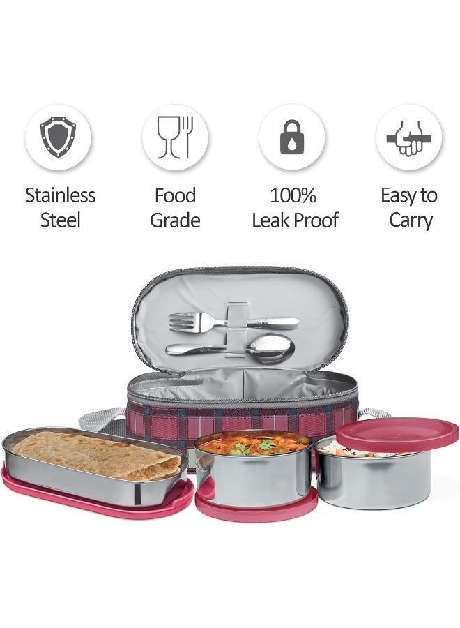 Milton حاويات غداء الشركات من الفولاذ المقاوم للصدأ، مجموعة من 3، (280 مل، 280 مل، 472 مل)، لون خمري | خفيفة الوزن | مقاومة للروائح | مانعة للتسرب | سهلة الحمل | درجة غذائية - Image 3
