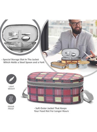 Milton Lunch Stainless Steel Lunch Box Tiffin – Set of 3 Leakproof Food Containers (280ml, 280ml and 472ml) with Spoons, Lightweight, for School, Office and Travel لانش بوكس Corporate, Marron - view 4