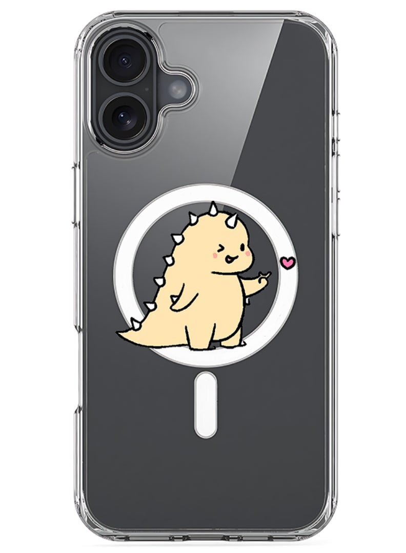 Theodor iPhone 16 Magsafe Magnetic Case Compatible with Wireless Charging, Shockproof Phone Bumper Cover - Dino love - Image 1