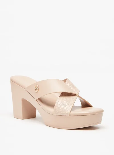 Celeste Womens Solid Slip-On Sandals With Block Heels