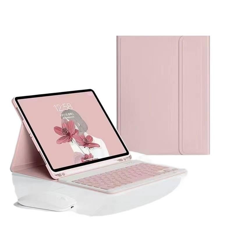 AD حافظة سامسونج تاب بلوحة مفاتيح متوافقة مع Samsung Galaxy Tab A9 Plus / Samsung Galaxy Tab A9 باللون بنفسجي مع غطاء حماية ووظيفة حامل وحمل يومي للتابلت بوظيفة حامل باللون البنفسجي. - Image 2