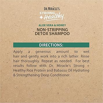 Dr Miracle's Dr Miracles Strong Healthy Non Stripping Detox Shampoo Contains Aloe Vera Honey and Coconut Water to combat dryness shedding and breakage to support healthy hair and a thriving scalp - Image 3
