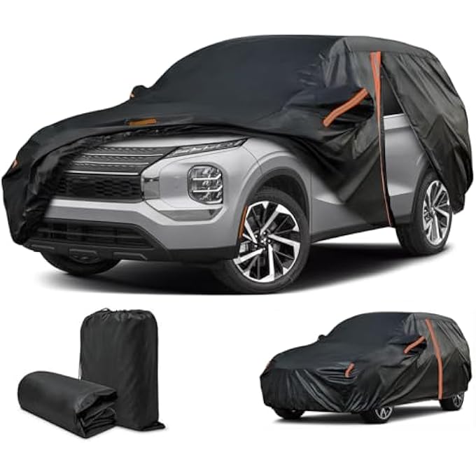 rayihni Car Covers for Automobiles, Full Exterior Covers for Mitsubishi Outlander 2013-2025, Cover Waterproof All Weather with Door Zipper/Reflective Strip/Mirror Pockets, SUV Cover Sun Dust Snow Protection - Image 2