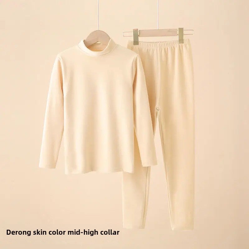 Chaolun cloth mens spring and autumn and winter de velvet double-sided self-heating thermal underwear suit base shirt cross-border wholesale Khait collar set 