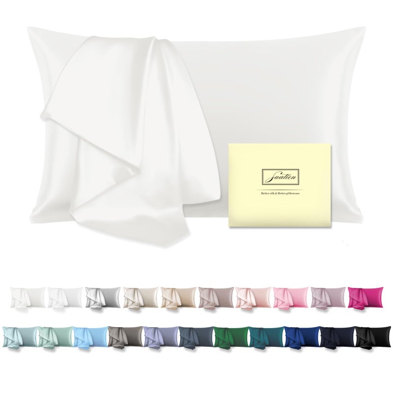 Mulberry Silk Pillow Cases for Hair and Skin Queen Size Silk Pillowcase with Zipper Soft Breathable Smooth Cooling Satin Silk Pillow Covers for Sleeping Ivory20X 301Pcs