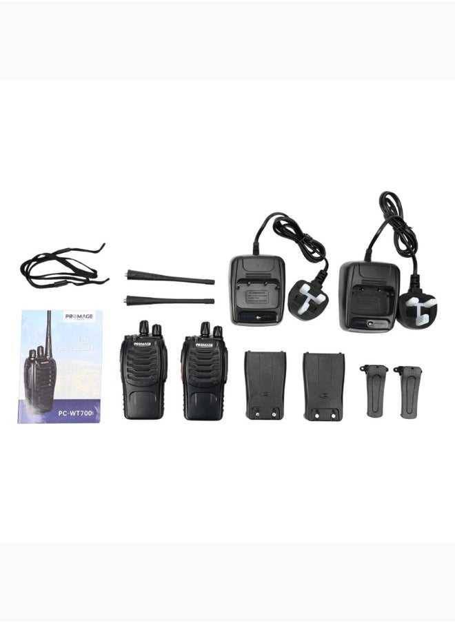 PROMAGE Promage Connect PC-WT-700 Portable Two Way Radio Ten Pack, 420-450MHz, 16 Channels, 1500mAh Battery, Emergency Alarm, Flash Light, VOX Function, High Quality and Reliable | PC-WT-700 | 10 Pack  - Image 2