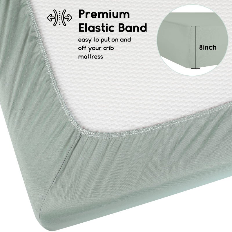 Yoofoss Baby Crib Sheets for Boys Girls, Fitted Crib Sheet 2 Pack for Standard Crib and Toddler Mattress, Super Soft Microfiber Baby Sheet 28x52x8in(Green+Leaf) - Image 3