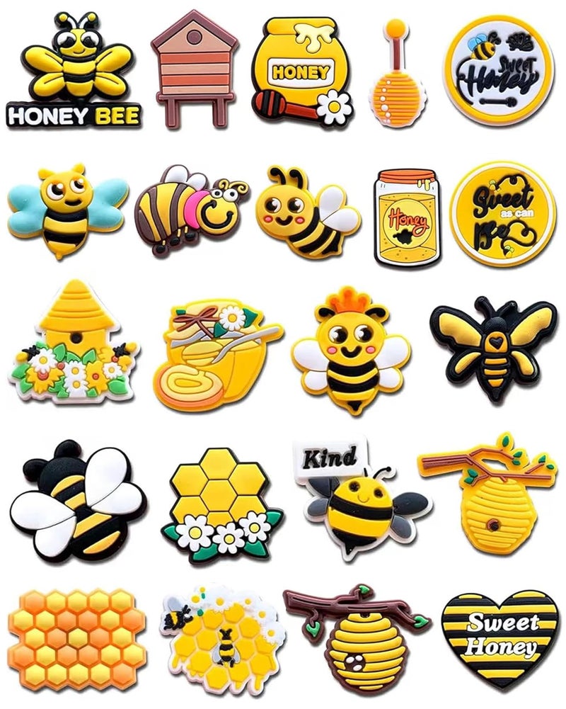 BOWNDY Bee Shoes Decoration Charms fits for Clog Sandals,Bee Shoe Decorations Gift for Boys Girls Kids Teens Men and Women Adults - Image 1