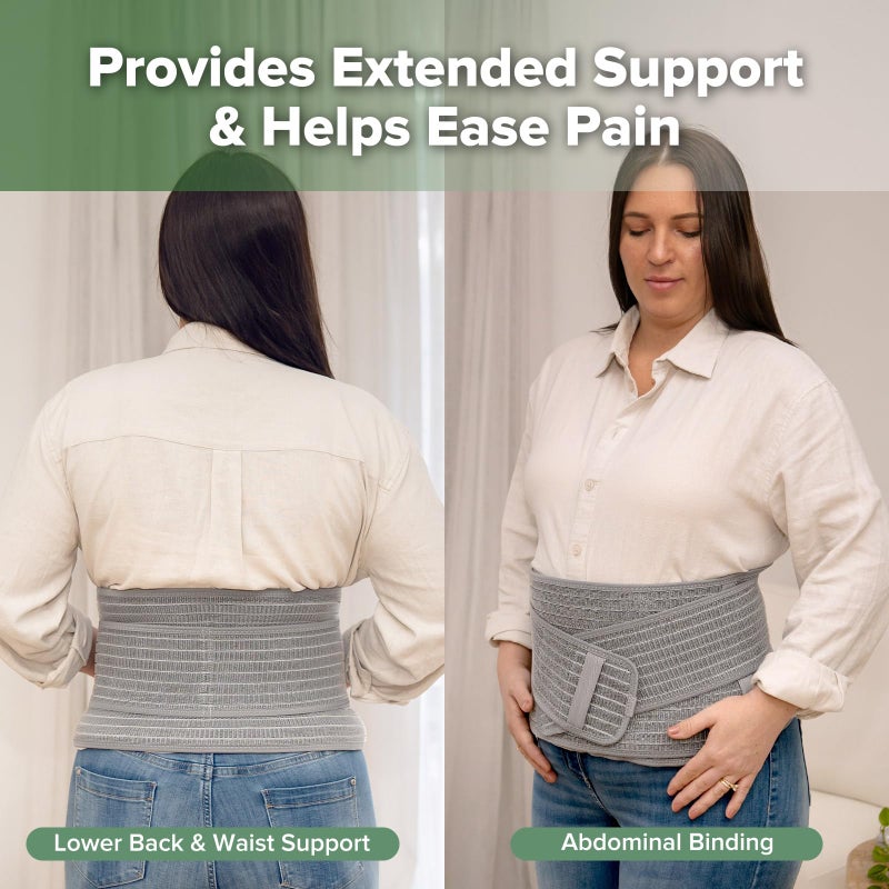 هاكا Postpartum Belly Band, Postpartum Belly Wrap Back Support, Postpartum Essentials for Natural Delivery and C-Section Recovery, Belly Binder, Natural Latex, M - Image 4