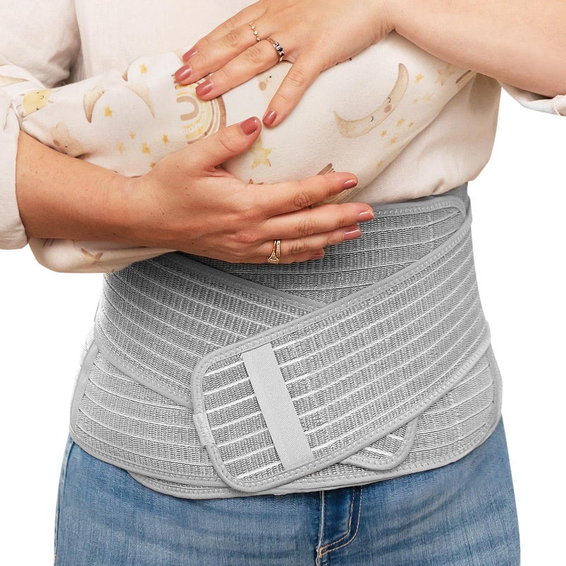 هاكا Postpartum Belly Band, Postpartum Belly Wrap Back Support, Postpartum Essentials for Natural Delivery and C-Section Recovery, Belly Binder, Natural Latex, M - Image 1