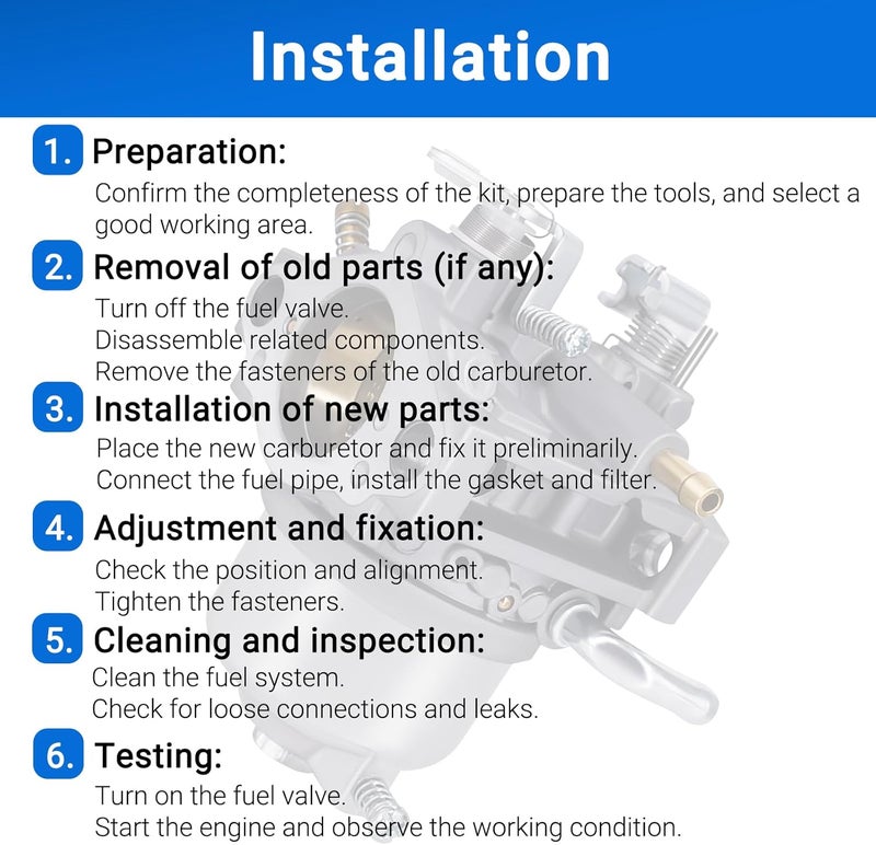 CULMKARI Carburetor for Kawasaki FB460V 4 Stroke Engine with Gaskets, Filter, Clamp, Fuel Line, and Cleaner Tool Kit - Image 5