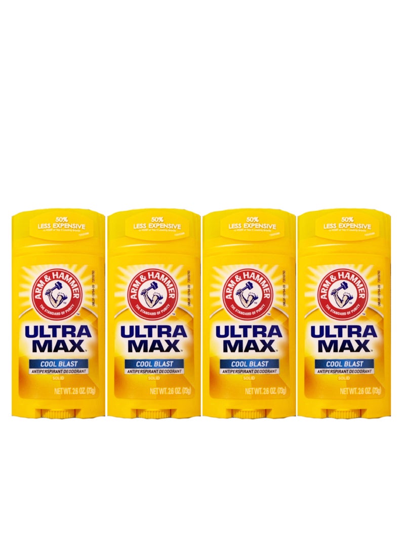 Arm & Hammer Pack Of 4 Ultra Max Cool Blast Antiperspirant Deodorant 73gm  - Image 1